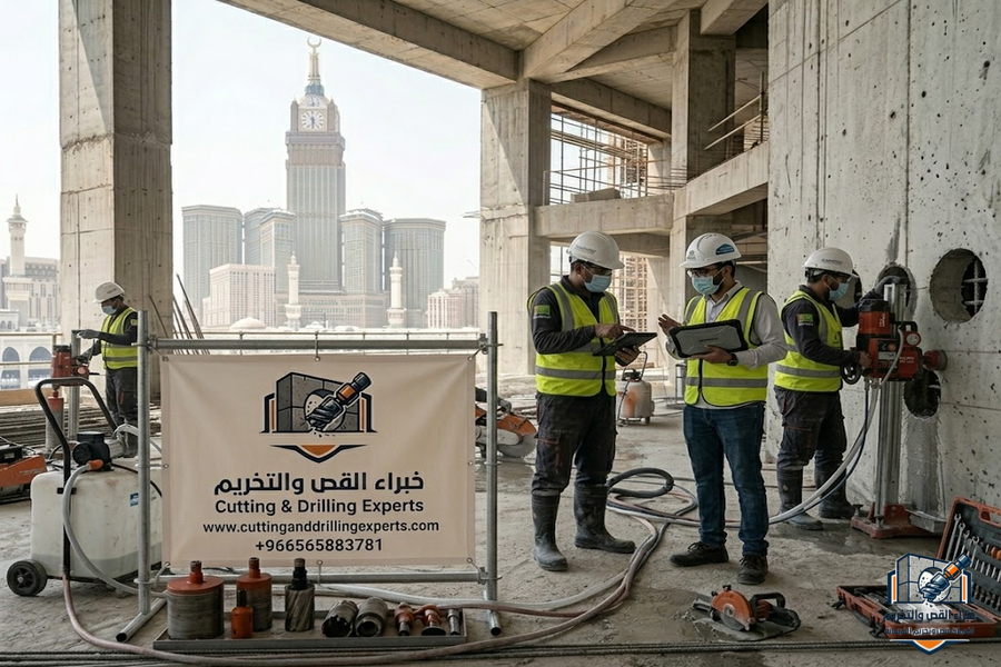 أفضل مقاول قص وتخريم الخرسانة بمكة لتنفيذ قص الخرسانة المسلحة وفتح الكور وقص الجدران والأسقف بأحدث المعدات وبدقة عالية